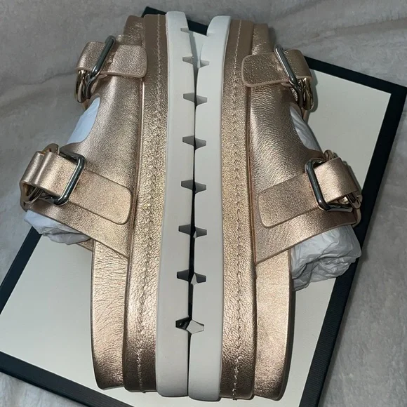 NWT J/SLIDES BAHA Rose Gold Leather Sandal - Picture 14 of 16